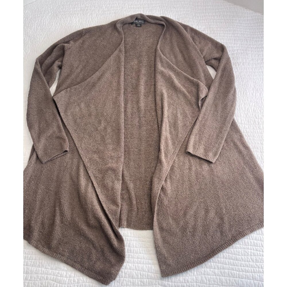 Barefoot Dreams Bamboo Chic Lite Knit Open Front Cardigan L/XL Brown Draped - Picture 2 of 8